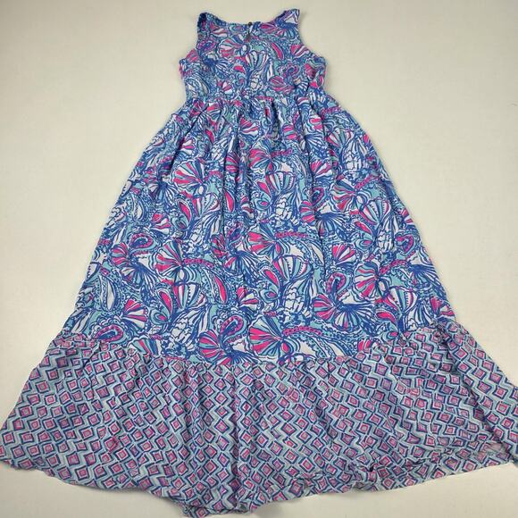 Lilly Pulitzer Dress Girls Large 20th Anniversary Maxi Shell Print Rayon - Picture 5 of 10